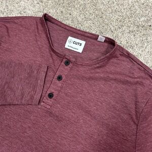 Cuts Henley Shirt PYCA Pro Small Burgundy Long Sleeve Heathered Friday Projects